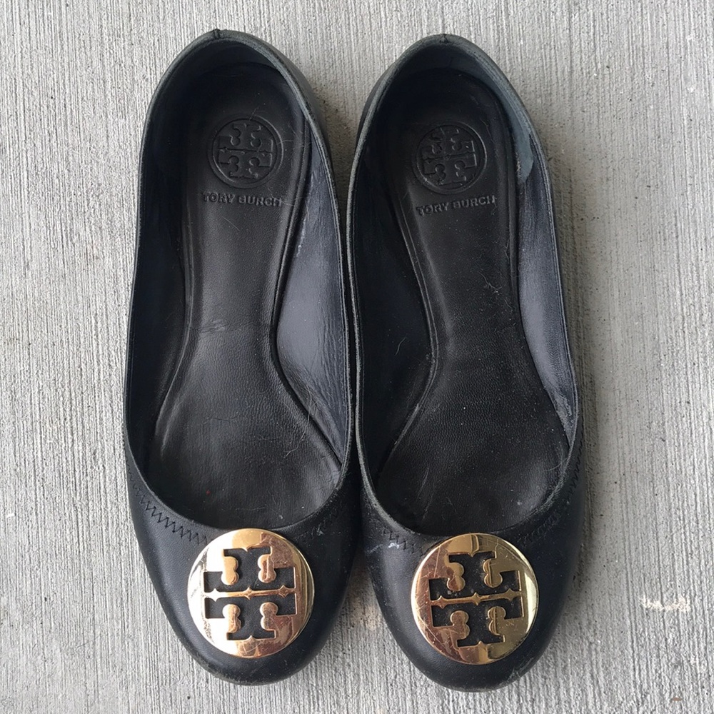 Tory Burch Black and Gold Flats
